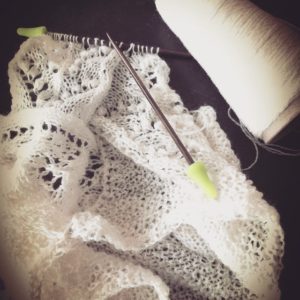 lace knitting with white yarn