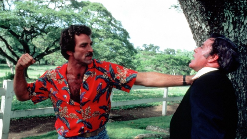 Magnum PI throwing a punch